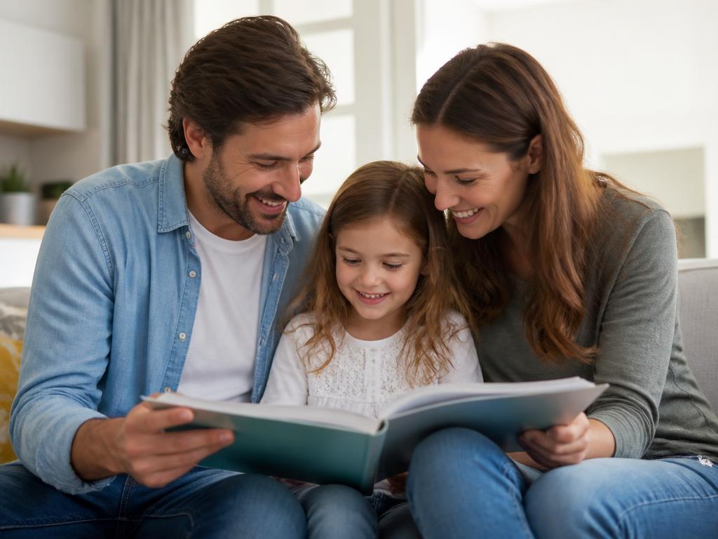 A family reading together at home